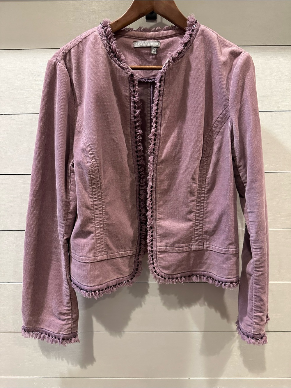Tristan & Iseut Womens Light Lavender Corduroy Jacket- size Large